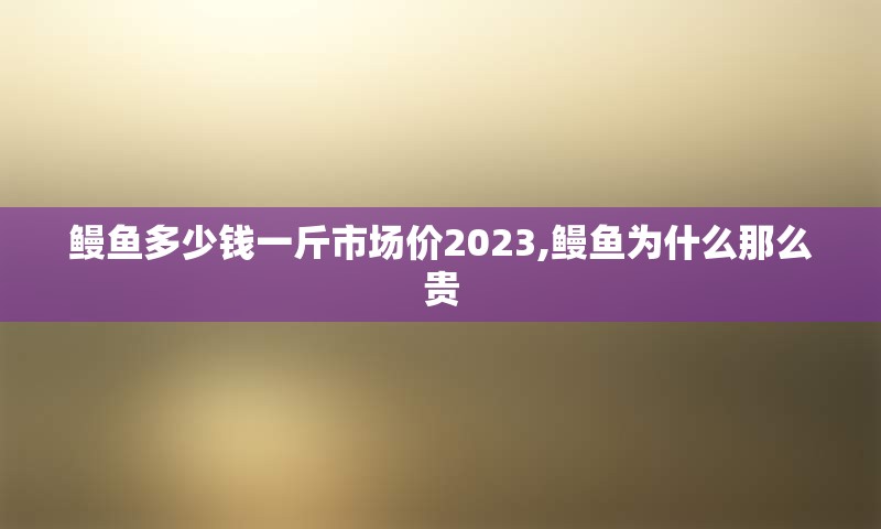 鳗鱼多少钱一斤市场价2023,鳗鱼为什么那么贵