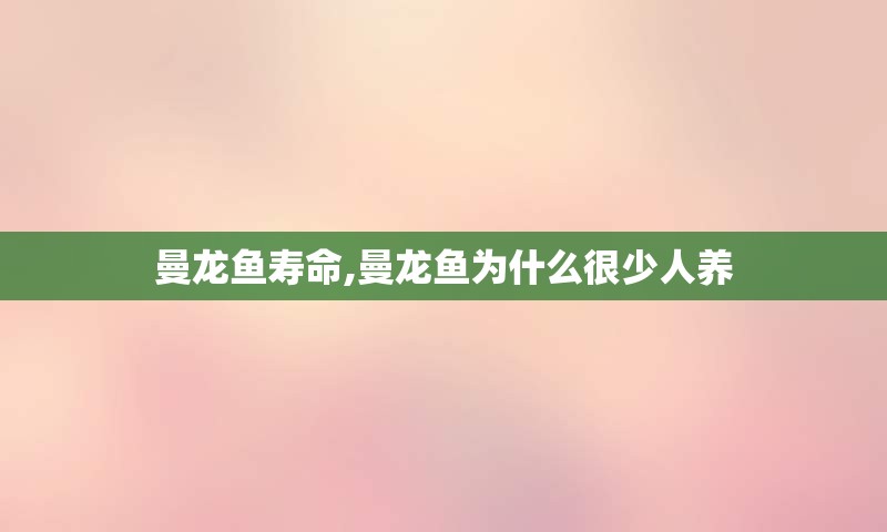 曼龙鱼寿命,曼龙鱼为什么很少人养