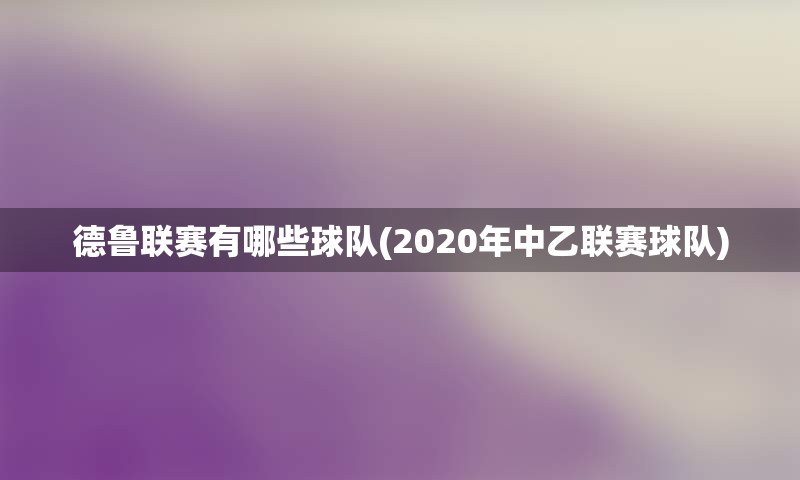 德鲁联赛有哪些球队(2020年中乙联赛球队)