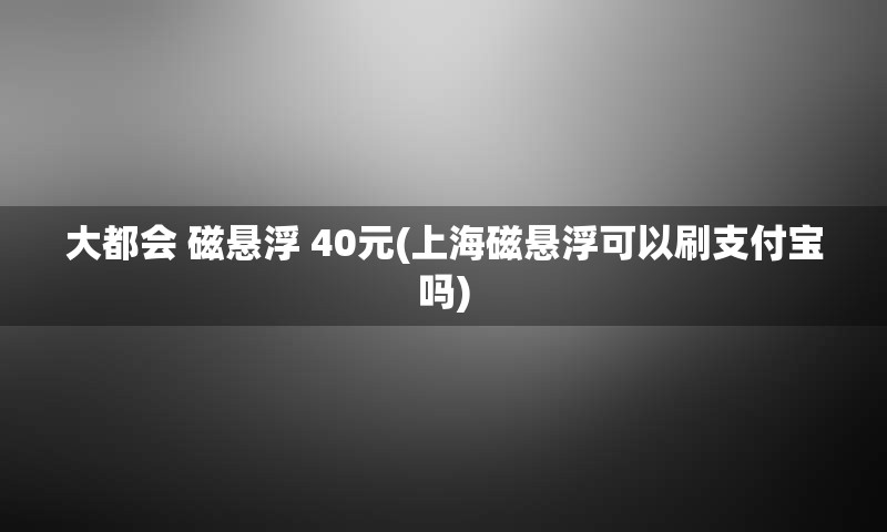 大都会 磁悬浮 40元(上海磁悬浮可以刷支付宝吗)