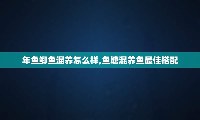 年鱼鲫鱼混养怎么样,鱼塘混养鱼最佳搭配