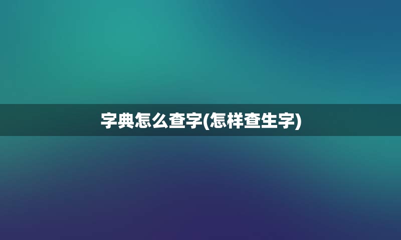 字典怎么查字(怎样查生字)