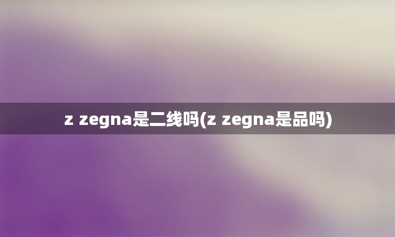 z zegna是二线吗(z zegna是品吗)