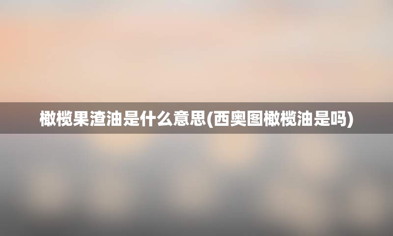 橄榄果渣油是什么意思(西奥图橄榄油是吗)