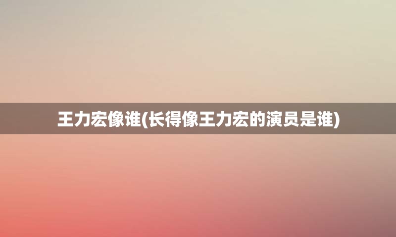 王力宏像谁(长得像王力宏的演员是谁)