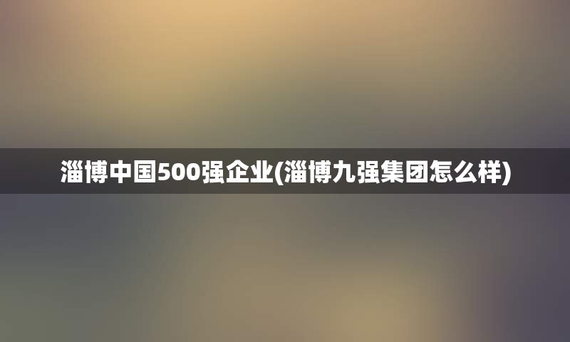 淄博中国500强企业(淄博九强集团怎么样)