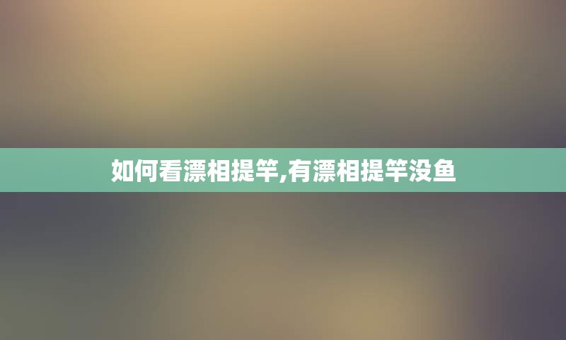 如何看漂相提竿,有漂相提竿没鱼