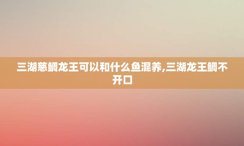 三湖慈鲷龙王可以和什么鱼混养,三湖龙王鲷不开口