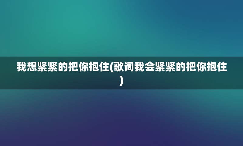 我想紧紧的把你抱住(歌词我会紧紧的把你抱住)