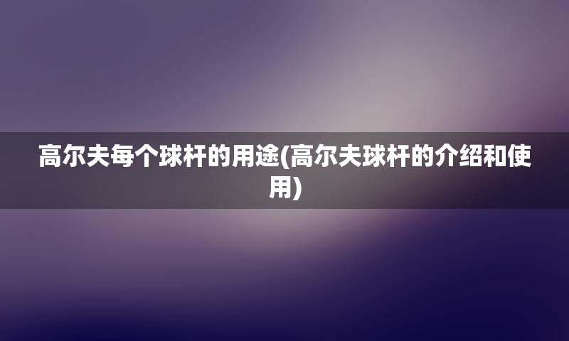 高尔夫每个球杆的用途(高尔夫球杆的介绍和使用)