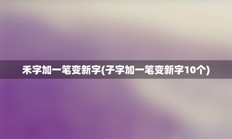 禾字加一笔变新字(子字加一笔变新字10个)