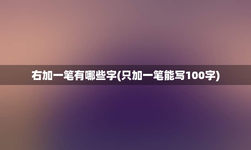 右加一笔有哪些字(只加一笔能写100字)