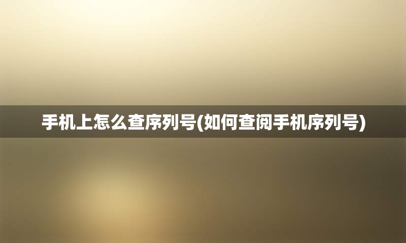 手机上怎么查序列号(如何查阅手机序列号)