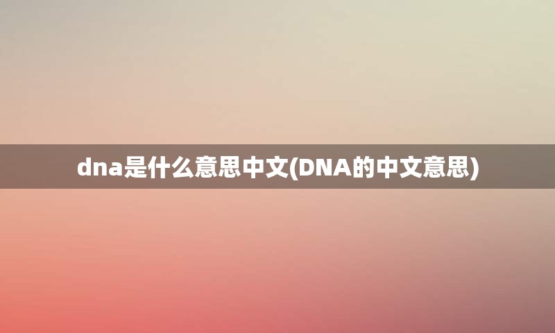 dna是什么意思中文(DNA的中文意思)