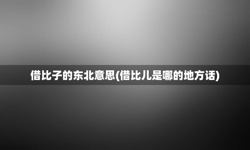 借比子的东北意思(借比儿是哪的地方话)