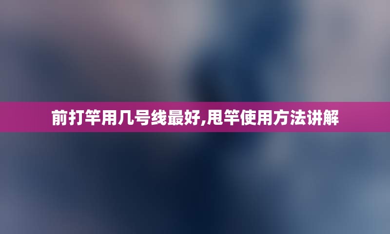 前打竿用几号线最好,甩竿使用方法讲解