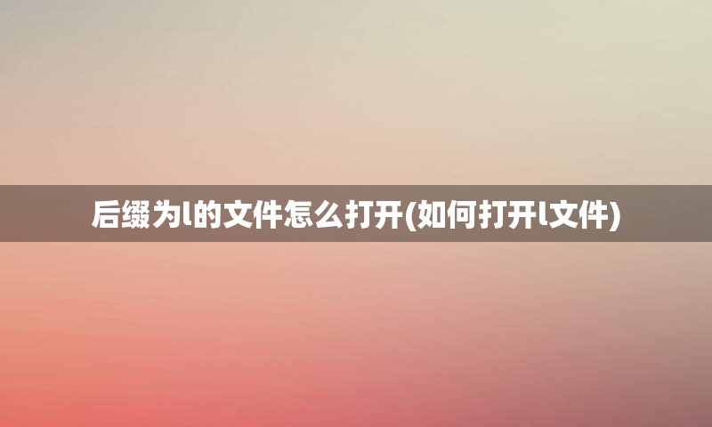 后缀为l的文件怎么打开(如何打开l文件)