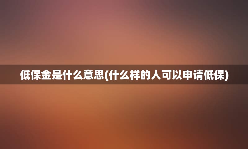 低保金是什么意思(什么样的人可以申请低保)