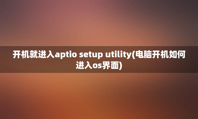 开机就进入aptio setup utility(电脑开机如何进入os界面)