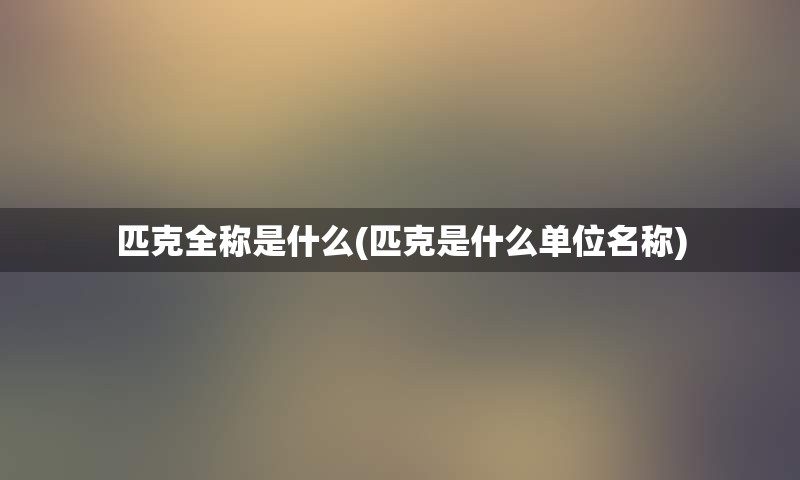 匹克全称是什么(匹克是什么单位名称)