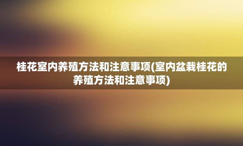 桂花室内养殖方法和注意事项(室内盆栽桂花的养殖方法和注意事项)