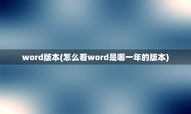 word版本(怎么看word是哪一年的版本)