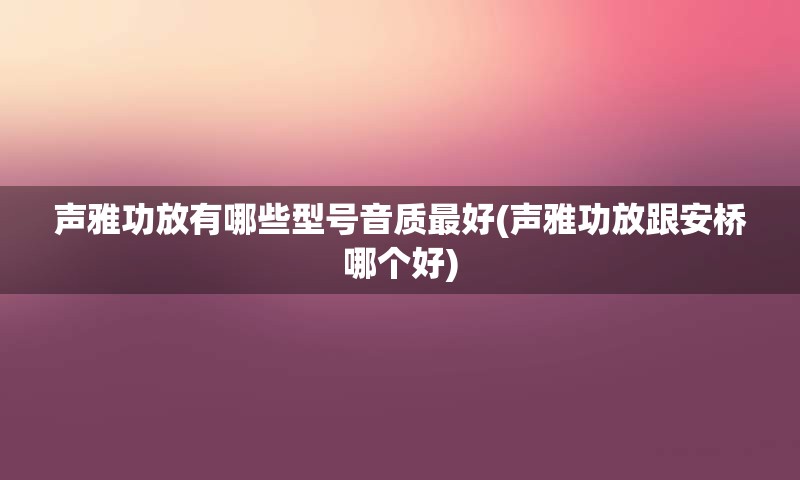 声雅功放有哪些型号音质最好(声雅功放跟安桥哪个好)