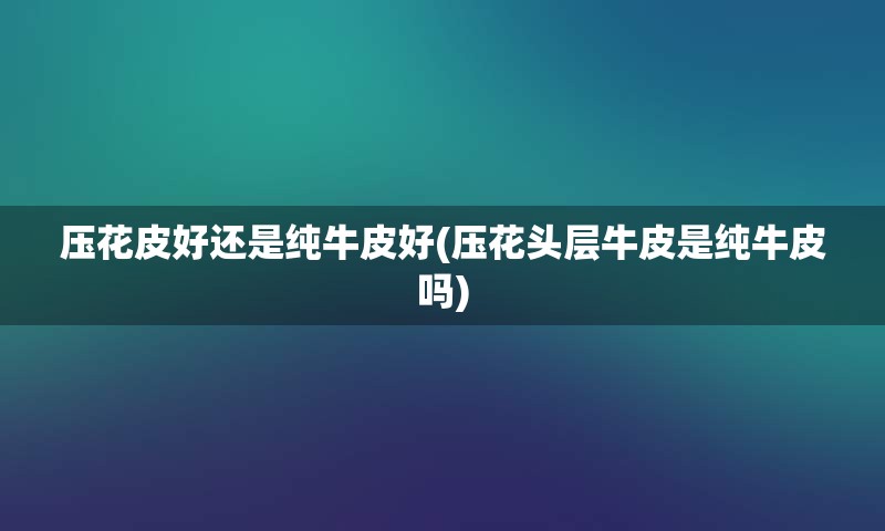 压花皮好还是纯牛皮好(压花头层牛皮是纯牛皮吗)