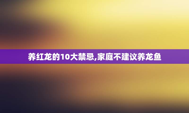 养红龙的10大禁忌,家庭不建议养龙鱼