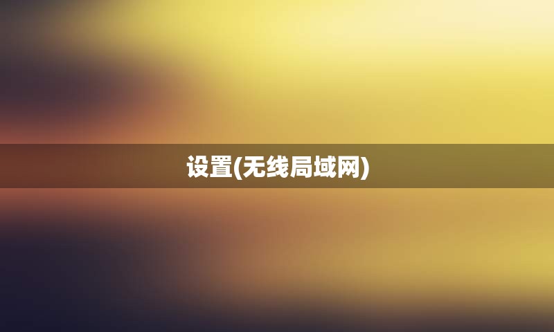 设置(无线局域网)