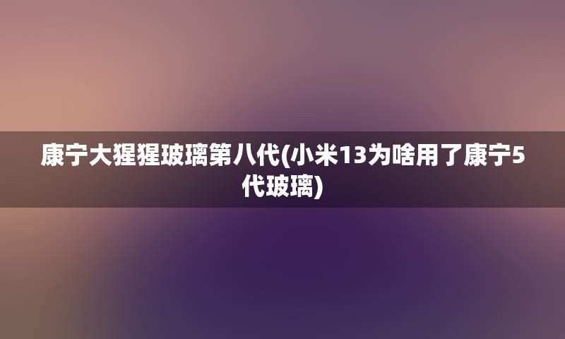 康宁大猩猩玻璃第八代(小米13为啥用了康宁5代玻璃)