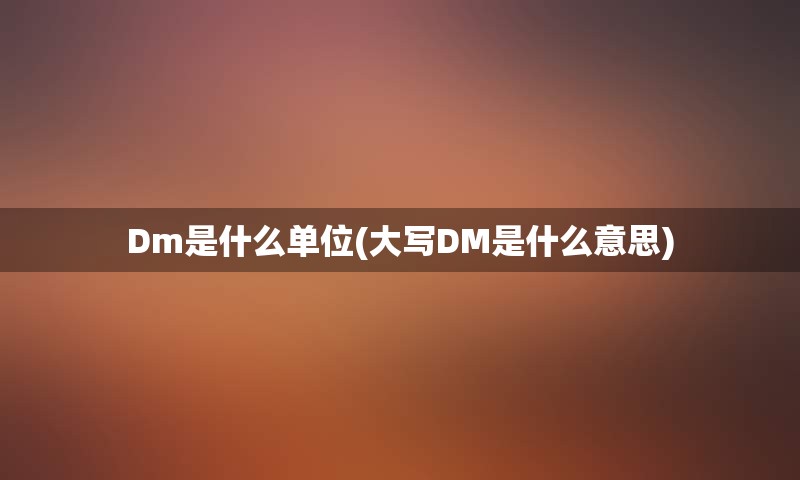 Dm是什么单位(大写DM是什么意思)