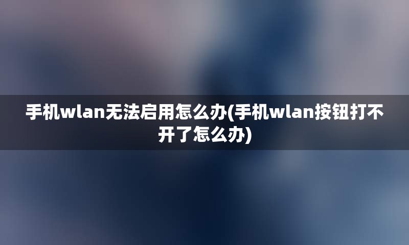 手机wlan无法启用怎么办(手机wlan按钮打不开了怎么办)