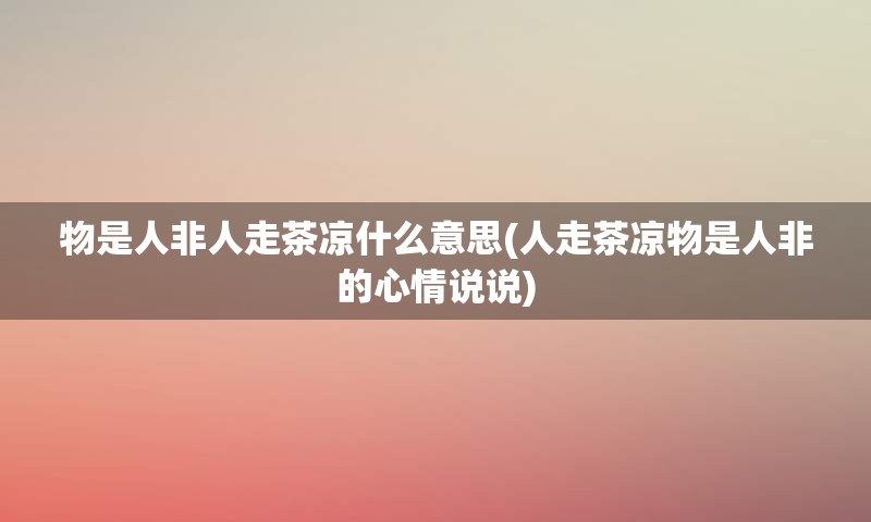 物是人非人走茶凉什么意思(人走茶凉物是人非的心情说说)