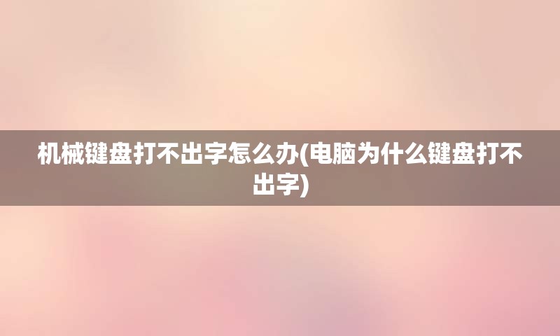 机械键盘打不出字怎么办(电脑为什么键盘打不出字)