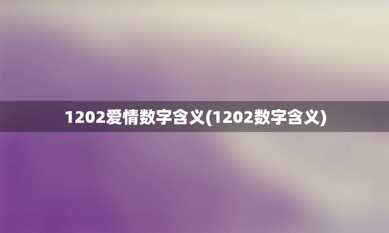 1202爱情数字含义(1202数字含义)