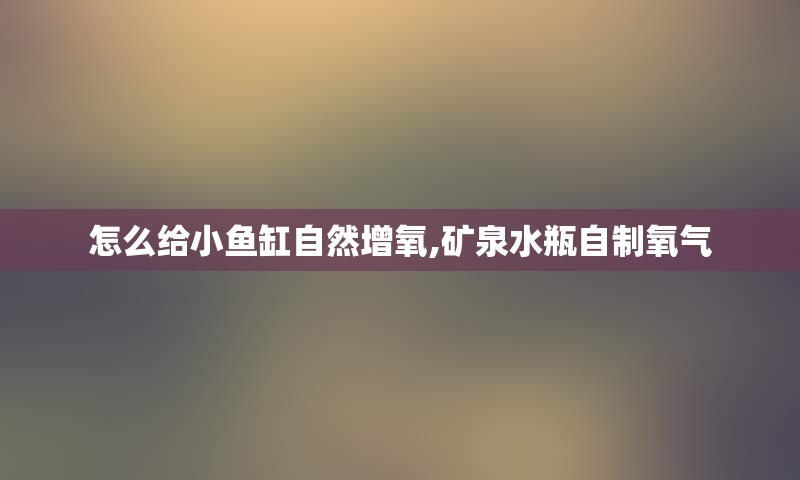 怎么给小鱼缸自然增氧,矿泉水瓶自制氧气