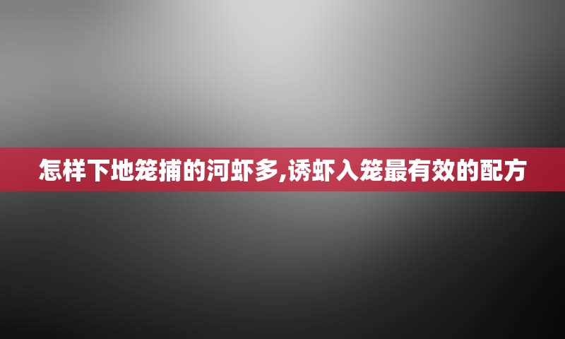 怎样下地笼捕的河虾多,诱虾入笼最有效的配方