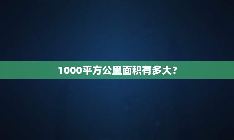 1000平方公里面积有多大？