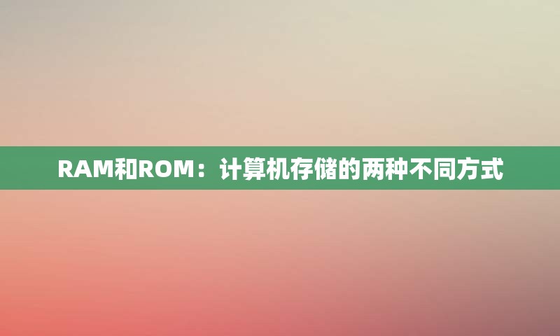 RAM和ROM：计算机存储的两种不同方式