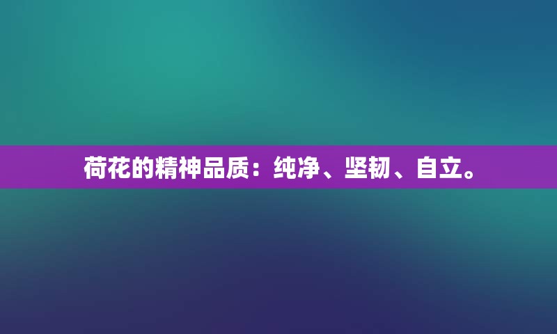 荷花的精神品质：纯净、坚韧、自立。