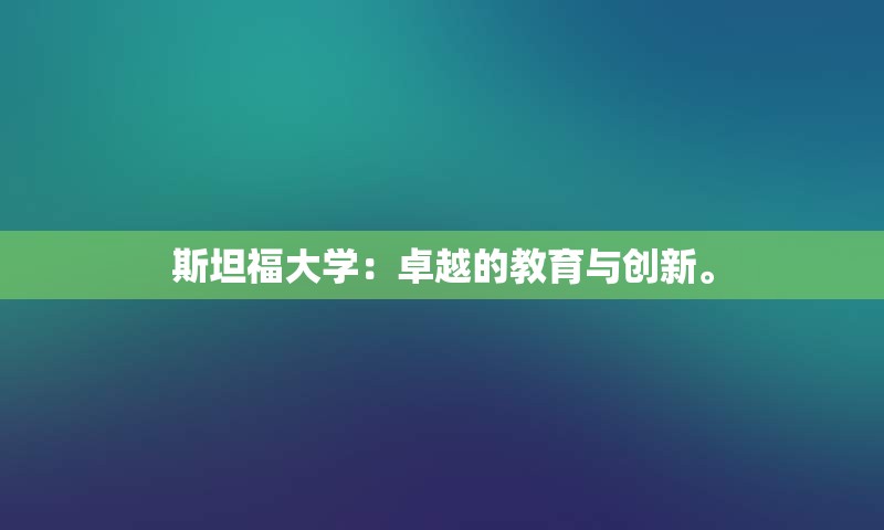 斯坦福大学：卓越的教育与创新。