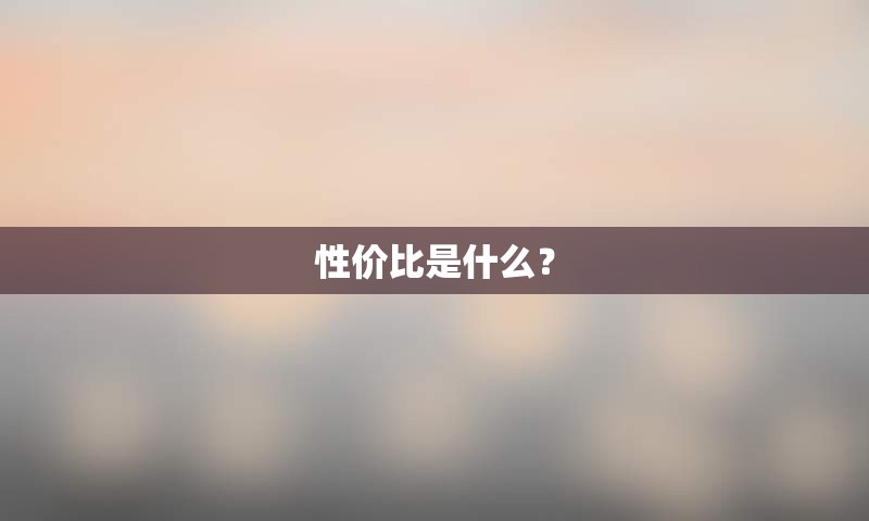 性价比是什么？