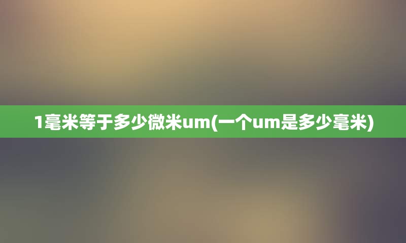 1毫米等于多少微米um(一个um是多少毫米)