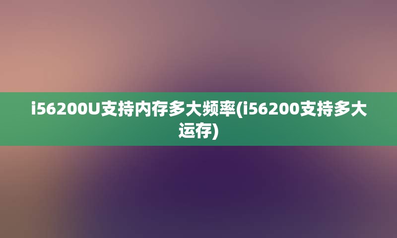 i56200U支持内存多大频率(i56200支持多大运存)