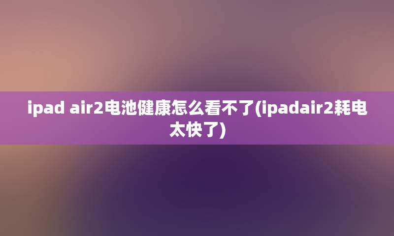 ipad air2电池健康怎么看不了(ipadair2耗电太快了)