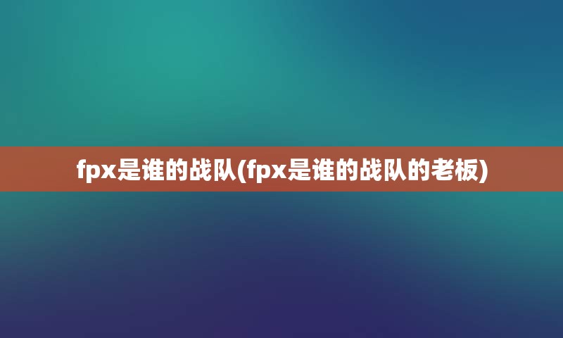 fpx是谁的战队(fpx是谁的战队的老板)