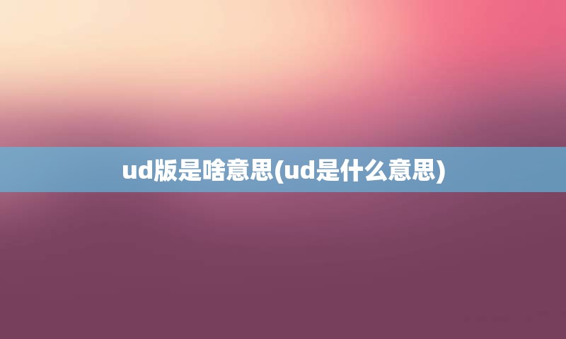 ud版是啥意思(ud是什么意思)