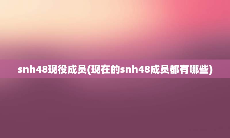 snh48现役成员(现在的snh48成员都有哪些)