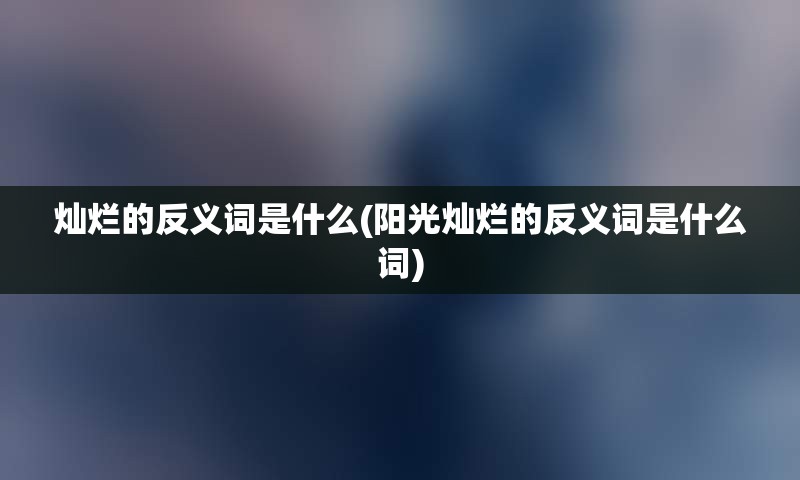 灿烂的反义词是什么(阳光灿烂的反义词是什么词)